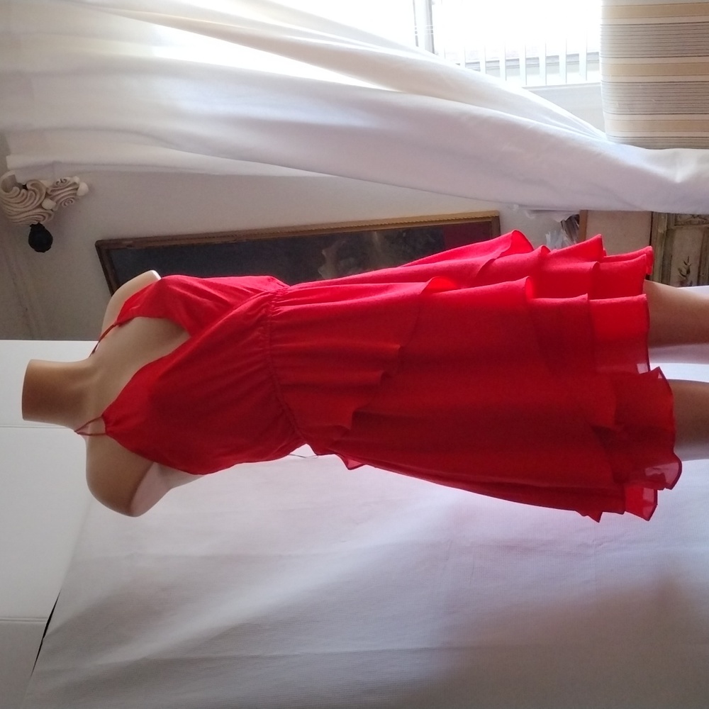 Haute Hippie red silk dress with ruffles XS